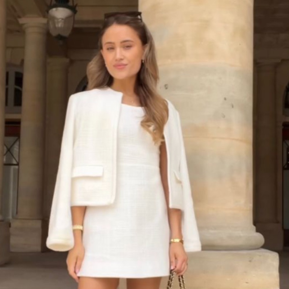 Theory White Tweed Blazer